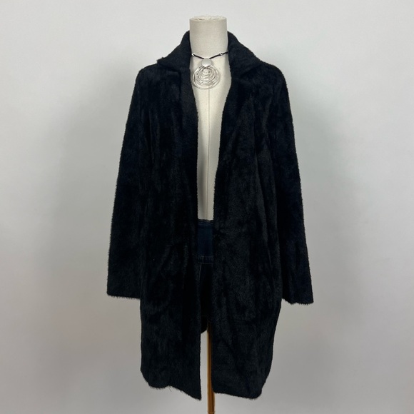 Liverpool Los Angeles Black Fuzzy Faux Fur Knit cardigan sweater. NWOT! - Picture 4 of 8